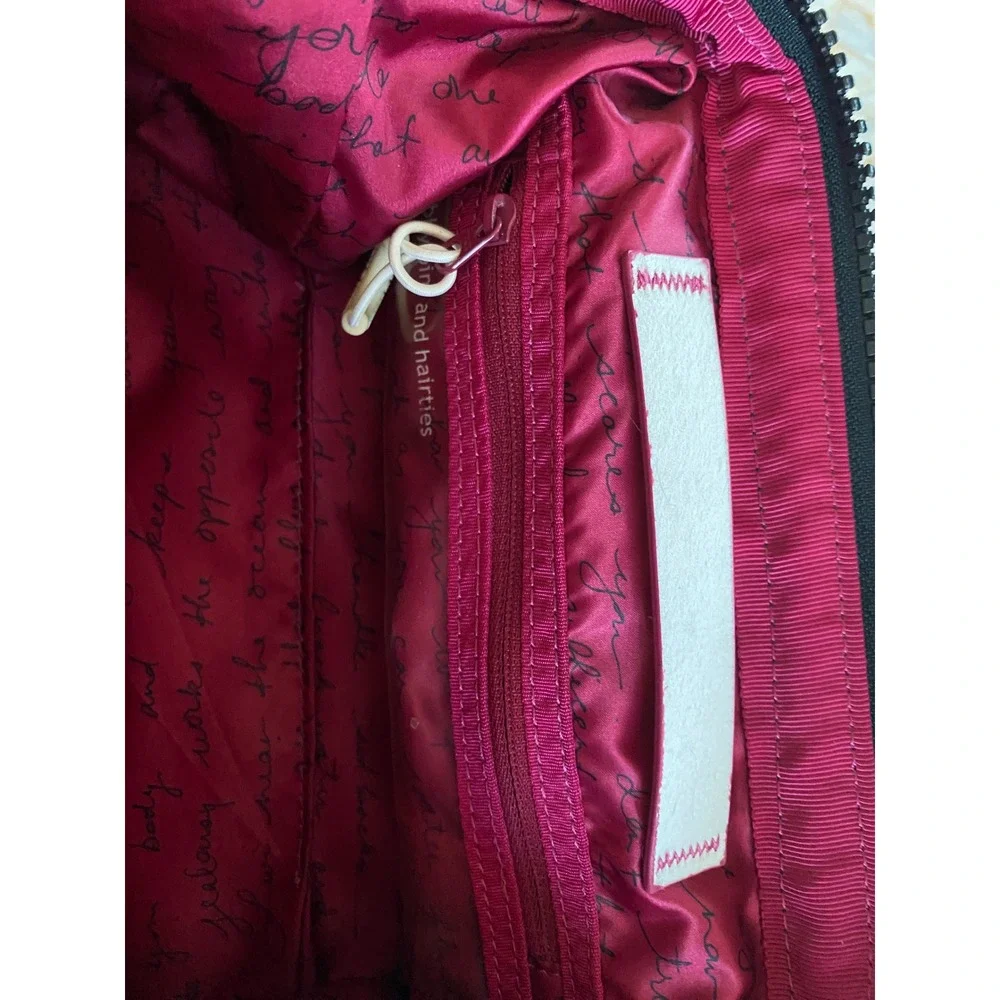 Lululemon Athletica Toiletry Bag Black Nylon Suede Pink Script Organizer